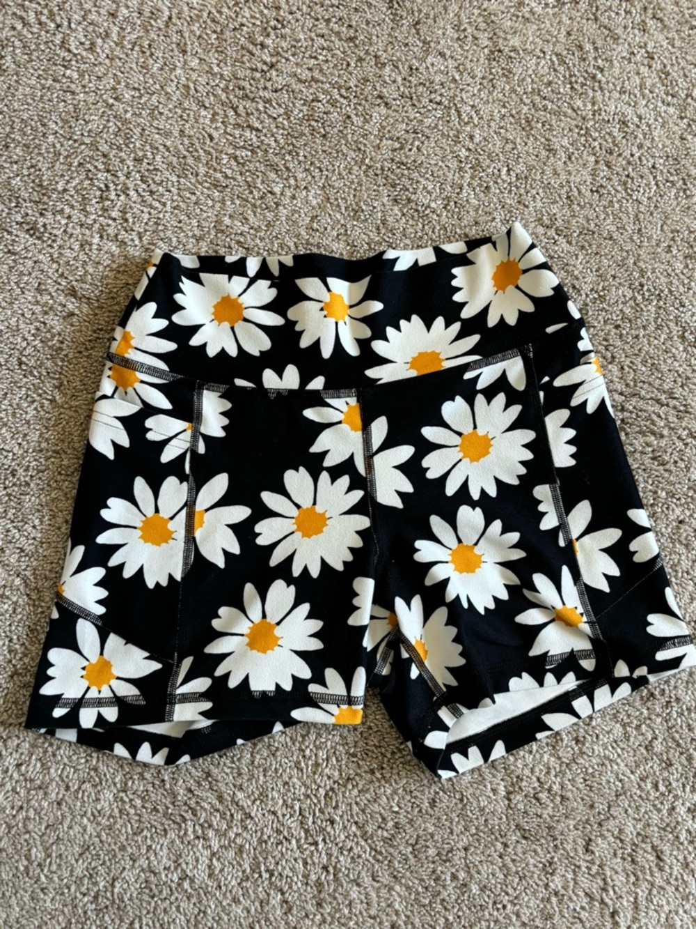 Hollister Black Daisy-Print Bike Shorts